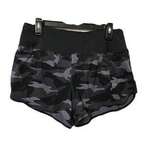 Athleta Women's Running Free Shorts With Liner Camo Rear Zipper Pocket Sz Med